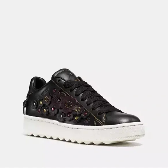Coach Black Tea Rose Sneakers - Picture 1 of 10